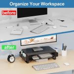Zimilar Monitor Stand Riser with Drawer, Monitor Riser with Side Storage Pockets for Desk, Metal Monitor Stand for Laptop, PC Screen, Computer, Printer, iMac, Home Office Stand - Image 7